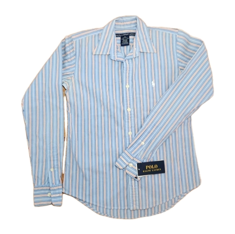 Polo Ralph Lauren Striped Long Sleeve Button-Down Shirt Slim Fit Size XS (8y)